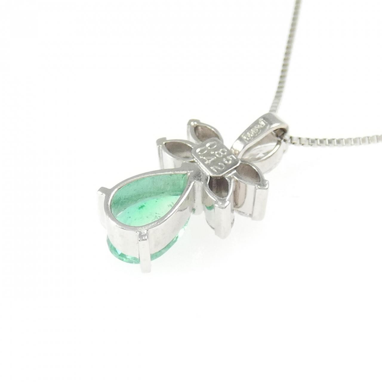 Authentic PT900/PT850 Emerald Necklace 0.85CT #270-004-365-6421