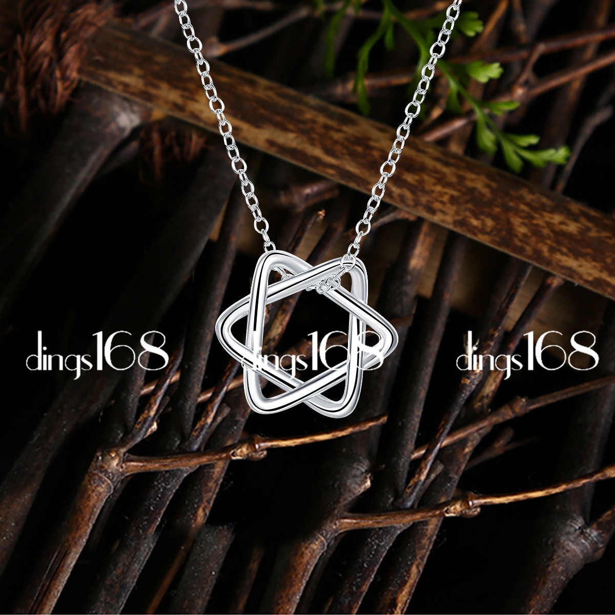 Genuine 925 Sterling Silver 12mm/0.5″ Small Star of David Pendant+Necklace Chain