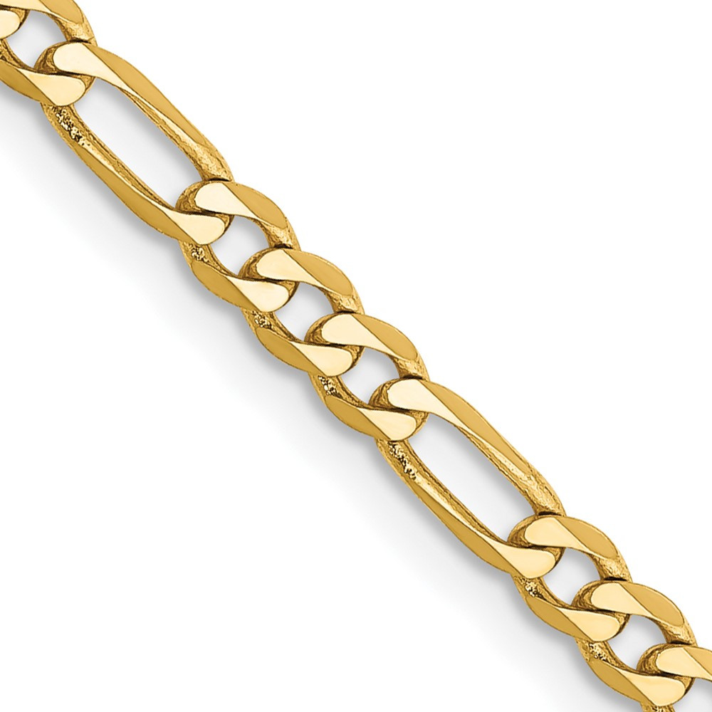 14k Yellow Gold 3.00mm Flat Figaro Link Chain Necklace 16 Inch