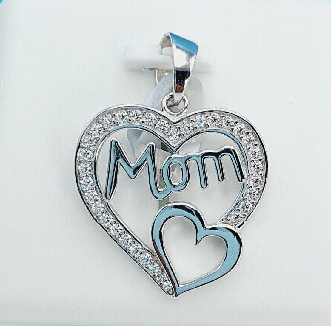 1.30Ct Round Cut Real Moissanite Heart Pendant 14K White Gold Plated Silver