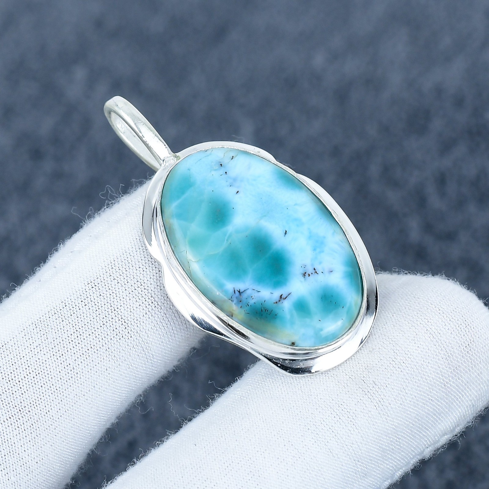 Larimar Pendant 925 Sterling Silver Jewelry Unisex Pendant Handmade Gift