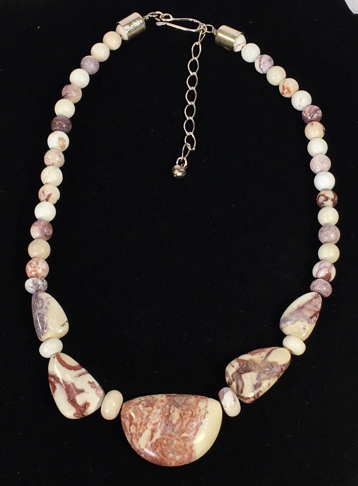 Mine Finds By Jay King Peppermint Opal Stone &Sterling Silver Necklace 18″ L NEW