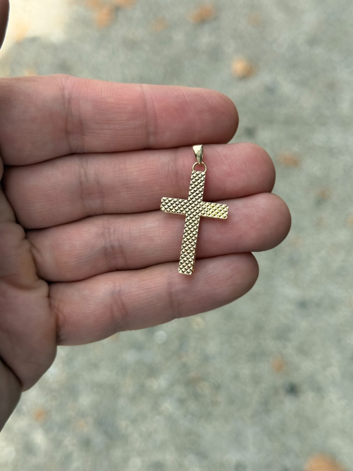 Real 10K Gold Diamond-Cut Jesus Cross Crucifix Pendant