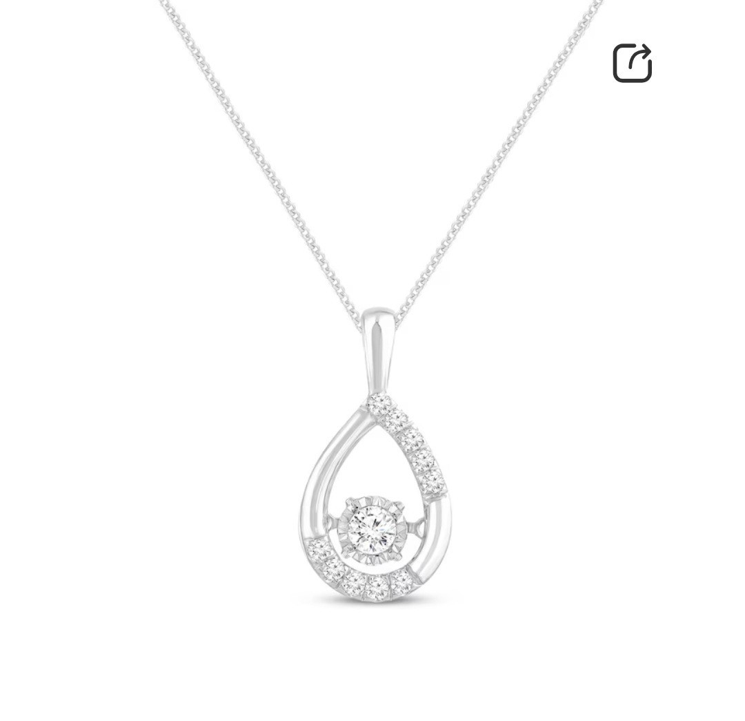 Unstoppable Love Diamond Teardrop Frame Necklace 1/4 ct tw 10K White Gold 19″