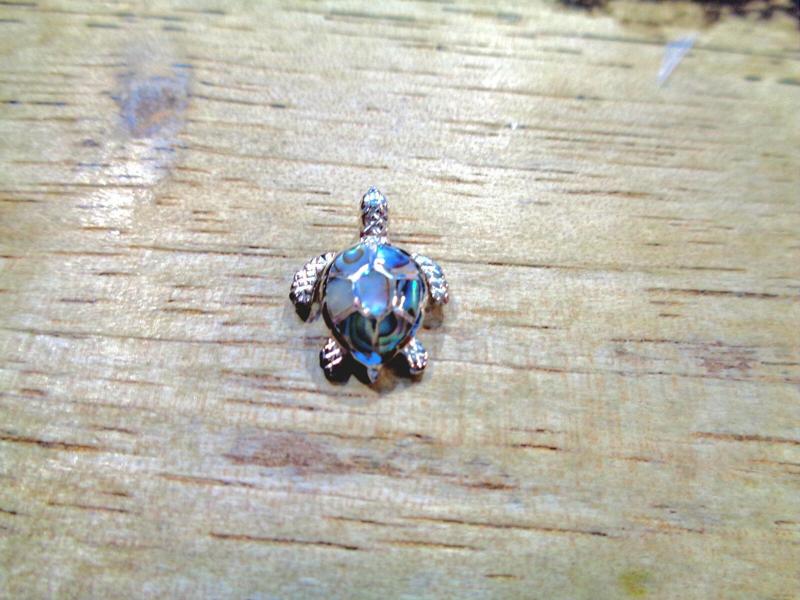 15MM SOLID 925 SILVER PAUA ABALONE TEXTURED HAWAIIAN HONU TURTLE SLIDE PENDANT