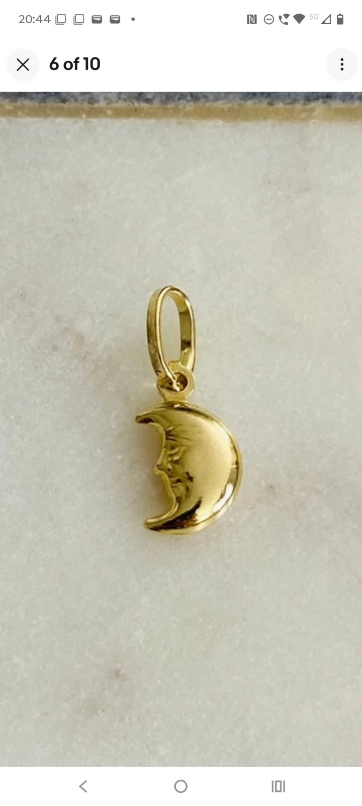 Real 14K Gold Moon Pendant 0.67″ 3D Celestial Half Moon Face Petite Charm